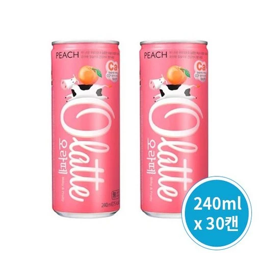 [ㅋㅍ]오라떼 피치 240ml x 30캔 1박스 복숭아 과즙 음료수, 240ml, 30개( 12,700원, 28% 할인)