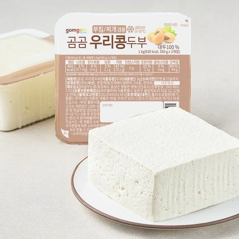 [ㅋㅍ]곰곰 우리콩 두부, 500g, 2팩, 500g × 2팩( 5,360원, 10% 할인)
