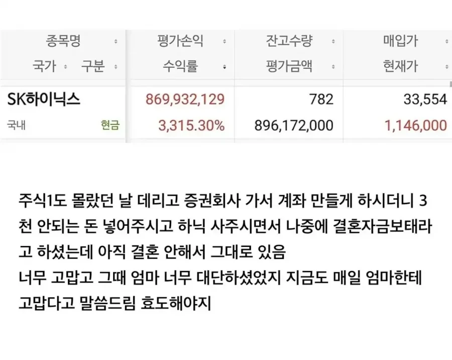 하이닉스로 결혼자금 마련한 썰