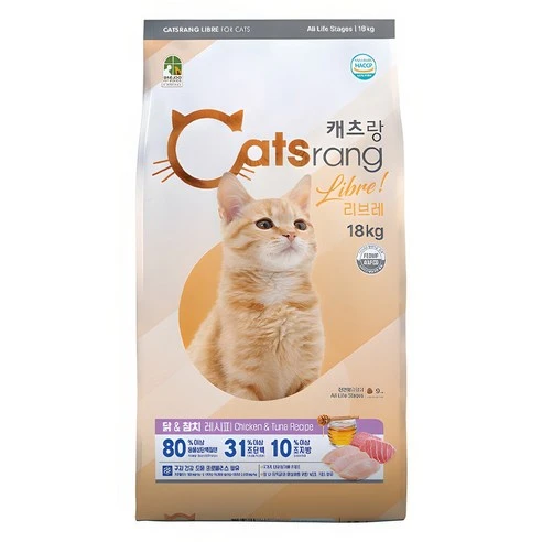[ㅋㅍ]캐츠랑 전연령 고양이 리브레 건식사료, 닭+참치, 18kg, 1개( 35,600원, 11% 할인)