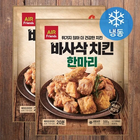[ㅋㅍ]마니커에프앤지 바사삭치킨 한마리 (냉동), 500g, 2개, 500g × 2개( 11,880원, 18% 할인)