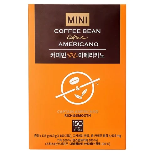 [ㅋㅍ]커피빈 캡틴 아메리카노 원두커피믹스, 900mg, 150개입, 1개( 18,430원, 29% 할인)