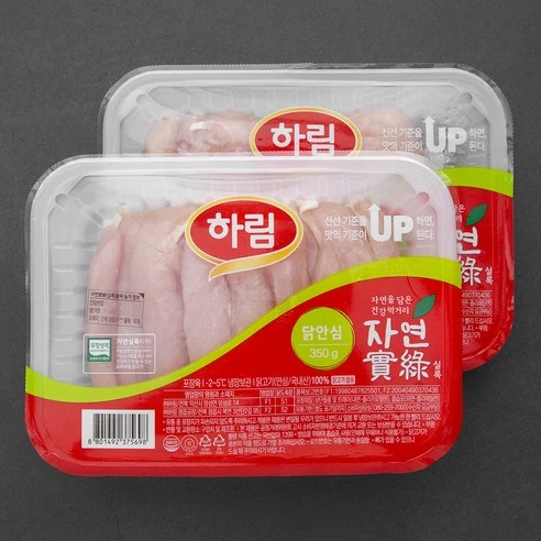 [ㅋㅍ]하림 자연실록 무항생제 인증 닭 안심 (냉장), 350g, 2팩, 350g × 2팩( 9,240원, 12% 할인)