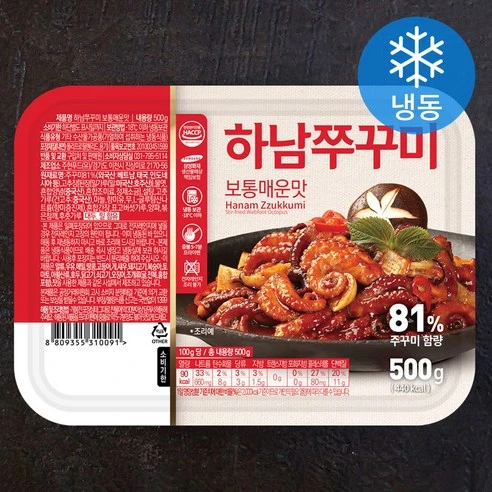 [ㅋㅍ]하남쭈꾸미 보통 매운맛 (냉동), 500g, 1개, 500g × 1개( 11,550원, 23% 할인)