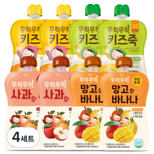 [ㅋㅍ]이유케어스 무럭무럭 키즈죽 2종 + 과일퓨레 2종 세트( 26,700원, 30% 할인)