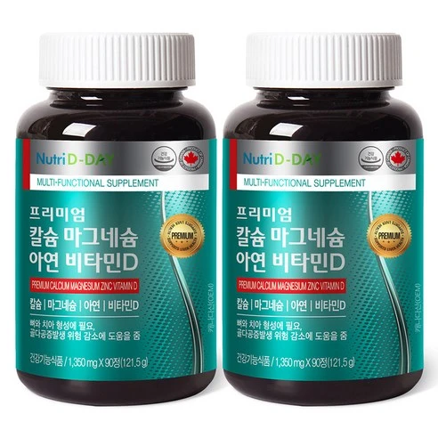 [ㅋㅍ]뉴트리디데이 프리미엄 칼슘 마그네슘 아연 비타민D, 90정, 2개( 19,900원, 63% 할인)