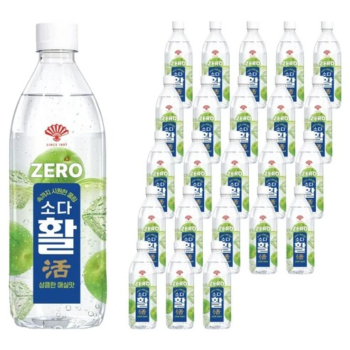 [ㅋㅍ]동화약품 소다활 제로 탄산음료 매실맛, 24개, 500ml( 13,300원, 36% 할인)