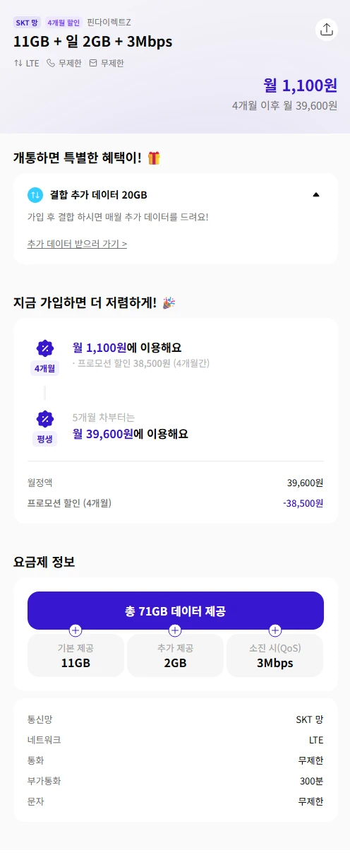 알뜰폰 정보: SK 요금제 행사, 대략 월 11,000원