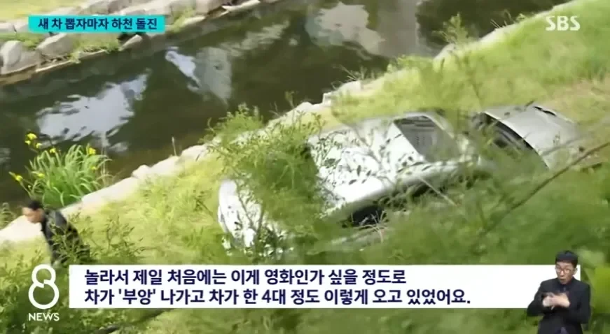 어제자 새차 받자마자 하천 돌진 사건 ㄷㄷ.jpg