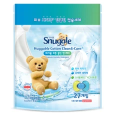 [ㅋㅍ]스너글 캡슐 세탁세제 허거블 코튼 클린 앤 케어 캡슐세제, 27개입, 1개( 9,500원, 30% 할인)