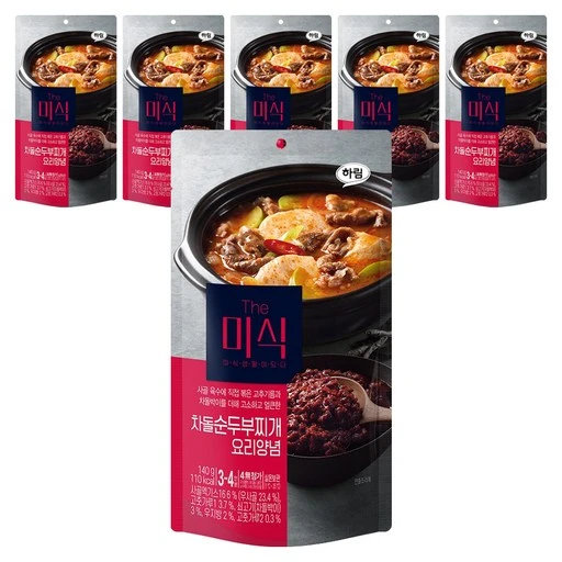 [ㅋㅍ]더미식 차돌순두부찌개 양념, 140g, 6개( 7,200원, 35% 할인)