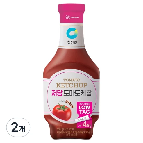 [ㅋㅍ]청정원 저당 토마토케찹, 490g, 2개, 490g × 2개( 3,600원, 48% 할인)