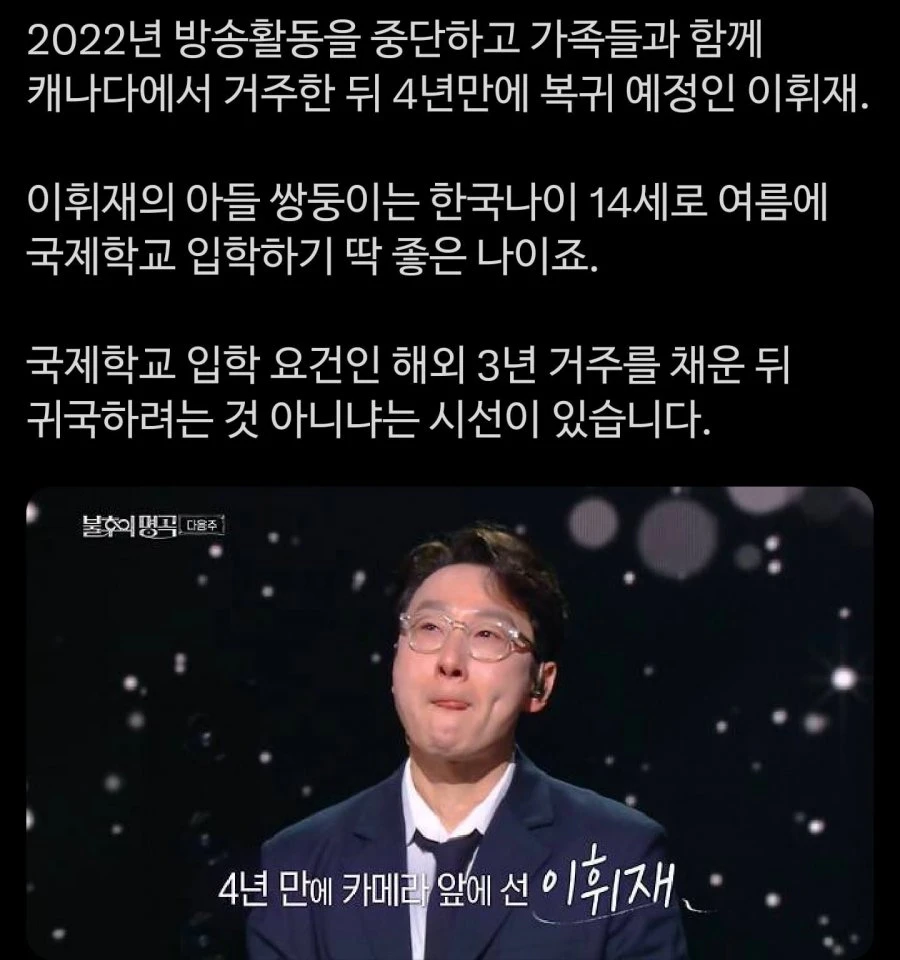 이휘재 복귀에 대한 추측