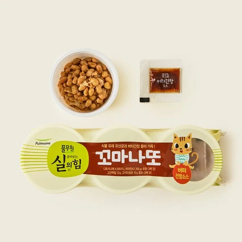[ㅋㅍ]풀무원 살아있는 실의힘 꼬마나또 버터 간장소스, 29.9g, 3개입, 1개( 2,860원, 13% 할인)