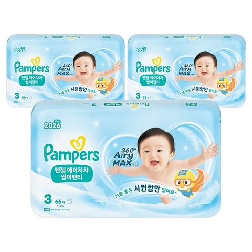 [ㅋㅍ]팸퍼스 2026 엔젤 에어차차 썸머 팬티형 기저귀 남여공용, 3단계, 198매, 3단계 × 198매( 64,430원, 14% 할인)