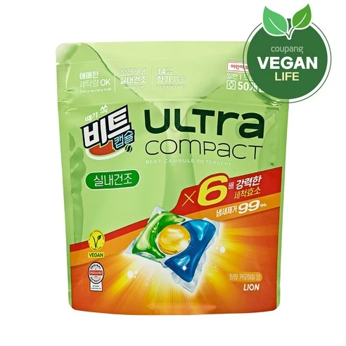 [ㅋㅍ][비건라이프] 비트 울트라 콤팩트 실내건조 힐링 카모마일향 캡슐세제( 9,800원, 26% 할인)