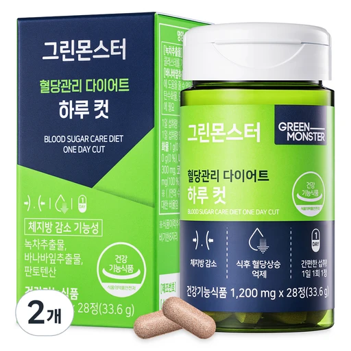 [ㅋㅍ]그린몬스터 혈당관리 다이어트 하루컷, 28정, 2개( 17,340원, 39% 할인)