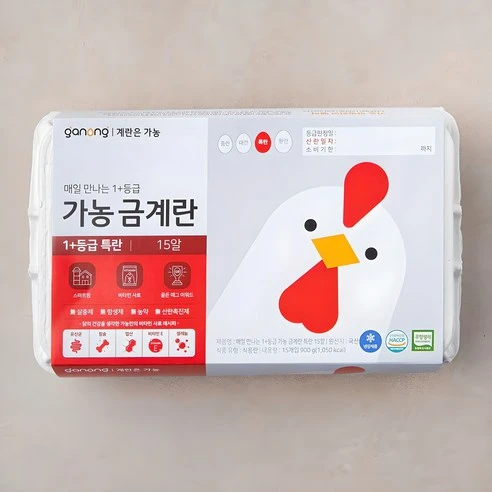 [ㅋㅍ]가농 무항생제 1+등급 특란, 15구, 1개, 15구 × 1개( 6,240원, 13% 할인)