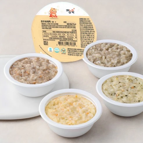 [ㅋㅍ]짱죽 냉장 이유식 중기 죽2(9~10개월부터) A세트, (한우소고기버섯죽 + 영양닭죽 + 한우파래죽 + 전복영양죽) x 200g, 200g, 4팩( 18,510원, 14% 할인)