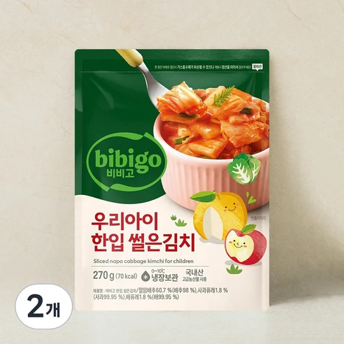 [ㅋㅍ]비비고 우리아이 한입 썰은김치, 270g, 2개, 270g × 2개( 6,380원, 19% 할인)