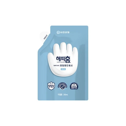 [ㅋㅍ]유한양행 해피홈 SAFE365 핸드워시 파우치형 리필 무향, 200ml, 7개( 14,460원, 23% 할인)