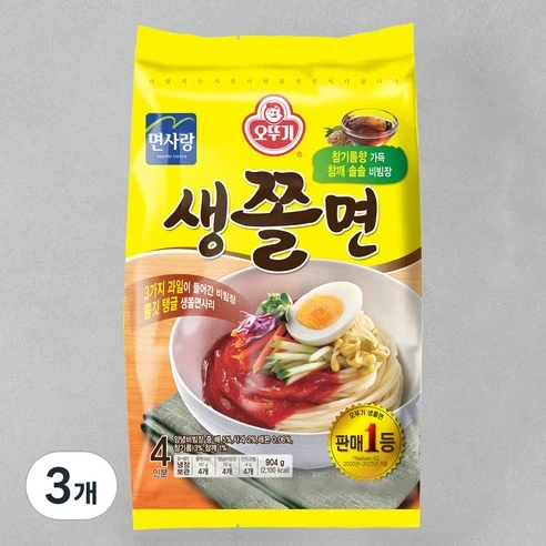 [ㅋㅍ]오뚜기 생쫄면 4인가족세트, 904g, 3개, 904g × 3개( 11,560원, 39% 할인)