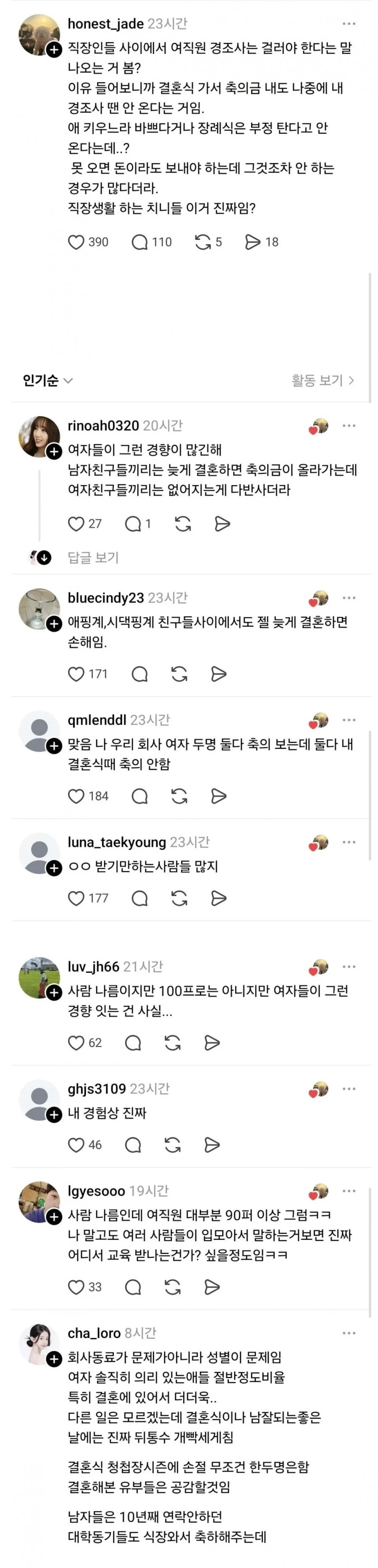 직장인들이 여직원 경조사를 거르는 이유.jpg