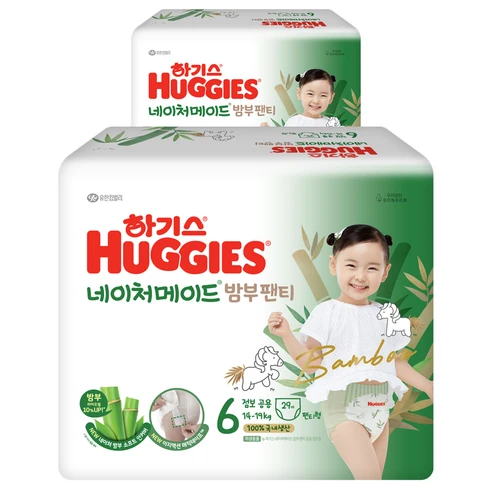 [ㅋㅍ]하기스 2024 네이처메이드 밤부 팬티형 기저귀 남여공용 점보형, 6단계, 58매( 33,730원, 30% 할인)