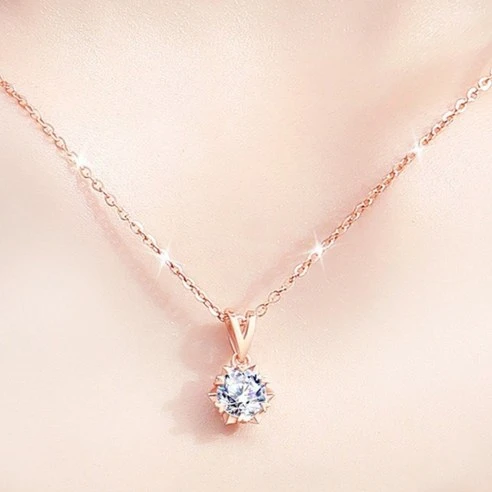 [ㅋㅍ]Youmi 여성 14K 도금 목걸이 + 2캐럿 다이아몬드 펜던트 SE06, 40cm+5cm( 5,330원, 83% 할인)
