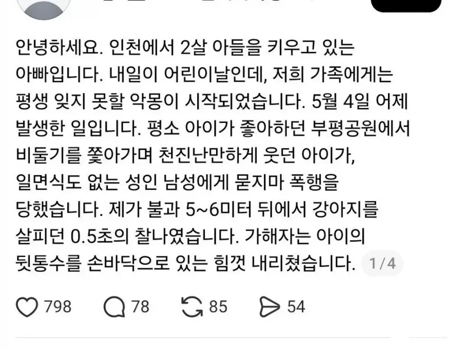 인천 부평공원, 아이 묻지마 폭행