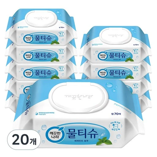 [ㅋㅍ]깨끗한나라 페퍼민트 블루 물티슈 캡형( 16,800원, 25% 할인)