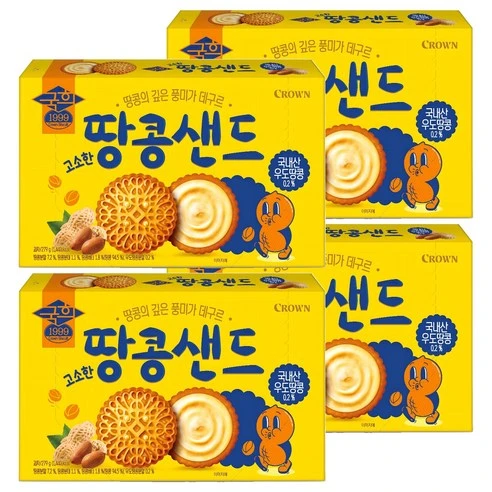 [ㅋㅍ]크라운 고소한 땅콩샌드, 279g, 4개, 279g × 4개( 8,200원, 25% 할인)