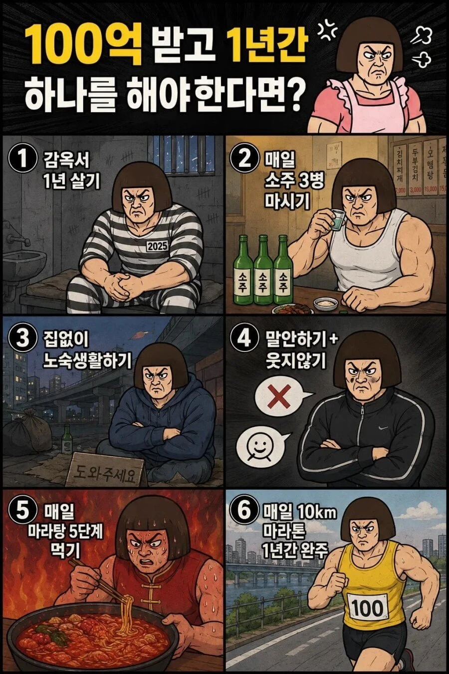1년에 100억받고 이 중 한가지를한다면