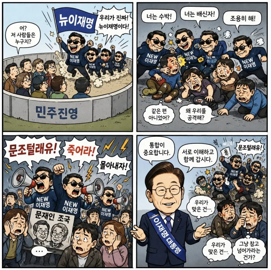 잼통 싸우지마 현재 민주진영 상황 4컷jpg
