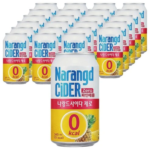 [ㅋㅍ]나랑드사이다 제로 파인애플 캔, 345ml, 24개, 345ml × 24개( 9,860원, 20% 할인)