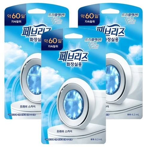 [ㅋㅍ]페브리즈 화장실용 비치형 프레쉬 스카이향 탈취제 본품, 6.3ml, 3개, 6.3ml × 3개( 9,900원, 22% 할인)