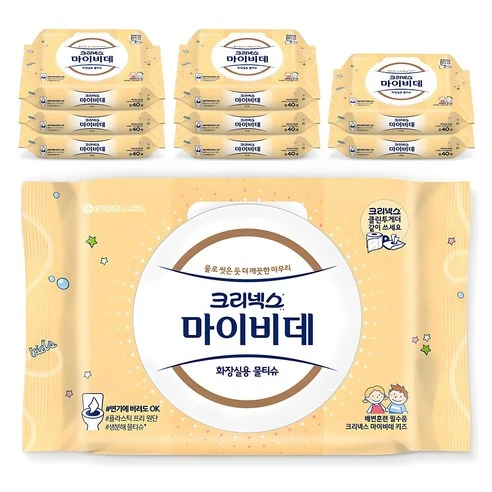 [ㅋㅍ]마이비데 키즈 화장실용 물티슈 캡형, 40매, 9개, 40매 × 9개( 9,720원, 28% 할인)