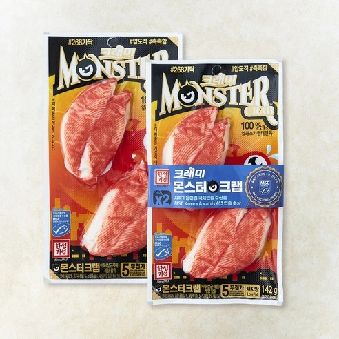 [ㅋㅍ]한성기업 몬스터크랩 맛살, 142g, 2개입, 142g × 2개입( 3,870원, 10% 할인)