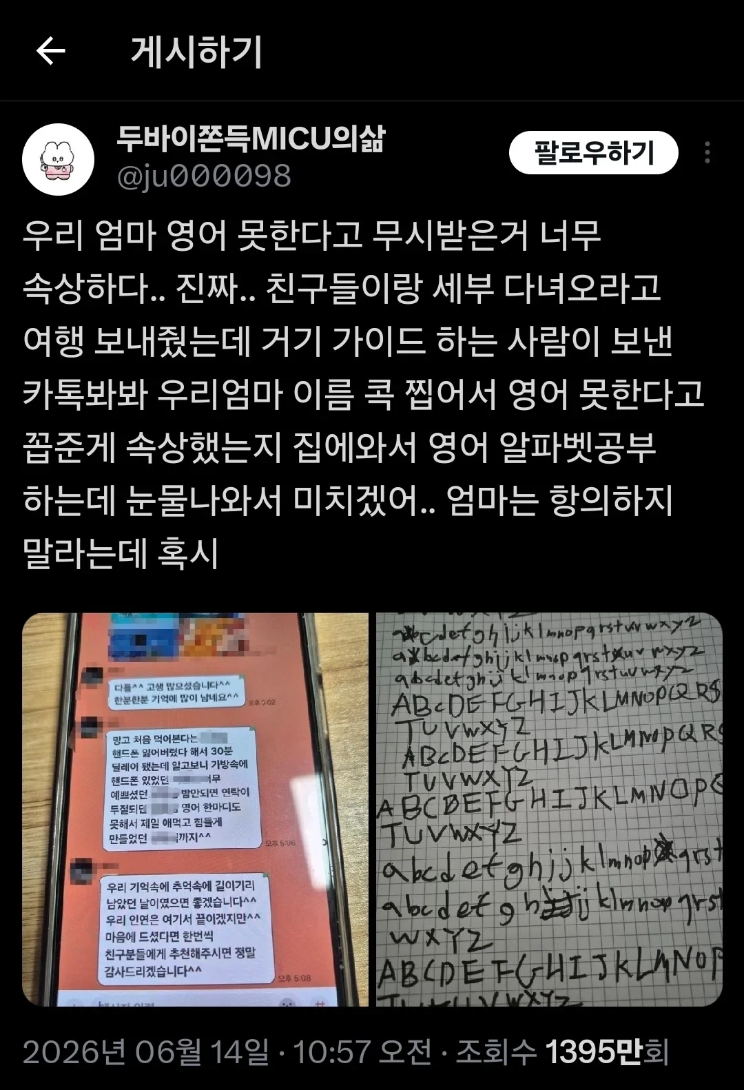 영어 못한다고 꼽준 여행가이드