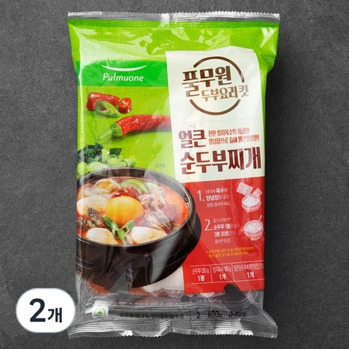 [ㅋㅍ]풀무원 얼큰 순두부찌개 킷 2인분, 2개, 600g( 6,530원, 26% 할인)