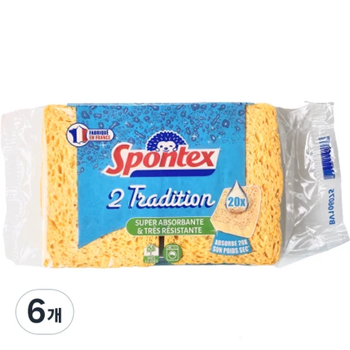 [ㅋㅍ]스폰텍스 드라이 셀룰로스 스펀지 2 트레디션 수세미, 2개입, 6개( 17,580원, 34% 할인)