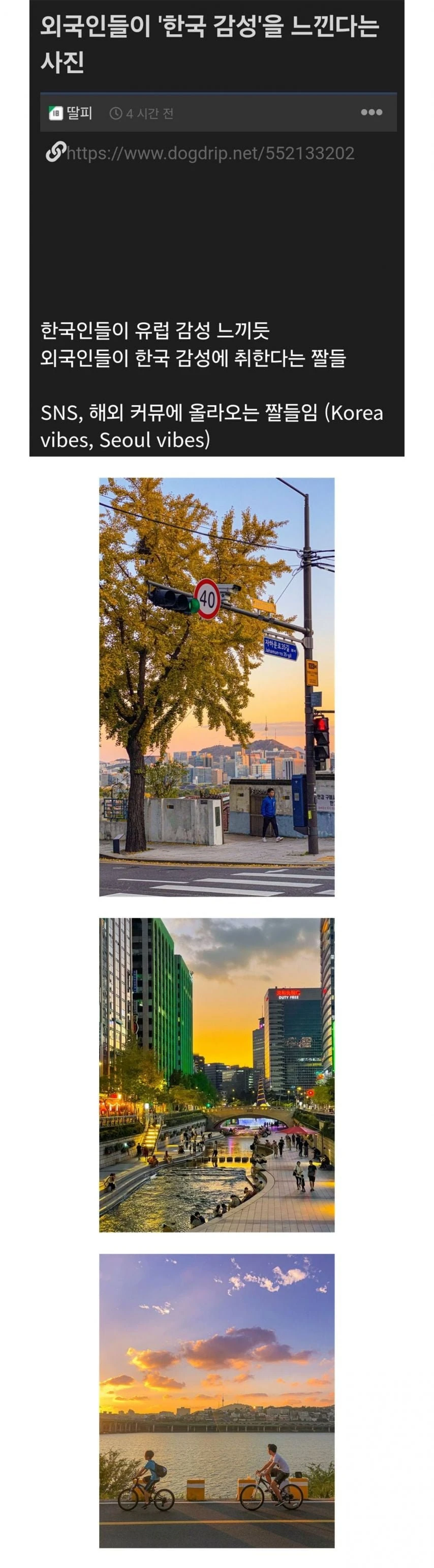 외국인들이 '한국감성' 느낀다는 사진.