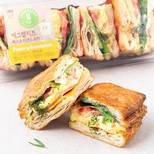 [ㅋㅍ]그린래빗 에그 햄 치즈 페스트리 샌드위치, 165g, 1개, 165g × 1개( 5,000원, 16% 할인)