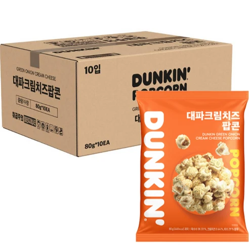 [ㅋㅍ]던킨도너츠 대파크림치즈 팝콘, 80g, 10개( 9,900원, 20% 할인)