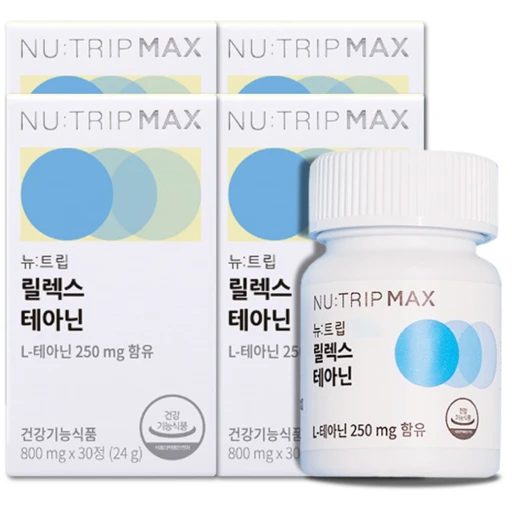 [ㅋㅍ]뉴트립 릴렉스 테아닌 800 mg, 30정, 4개( 32,000원, 18% 할인)