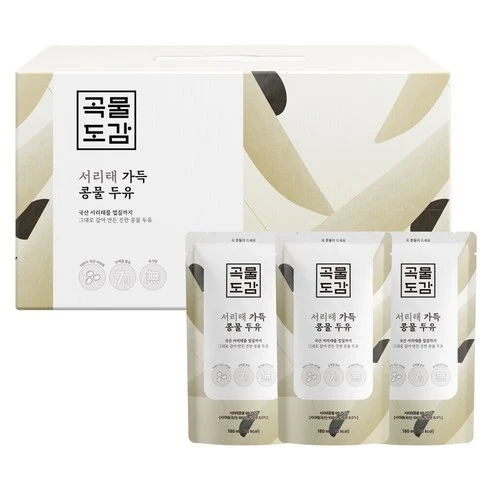 [ㅋㅍ]곡물도감 국산 서리태 콩물두유, 180ml, 15개, 180ml × 15개( 24,900원, 15% 할인)