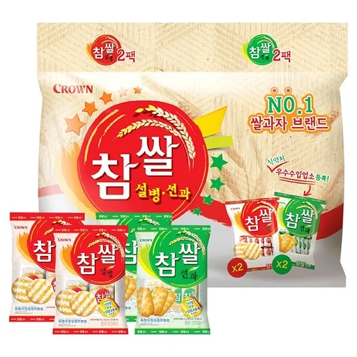[ㅋㅍ]크라운 참쌀 설병 128g x 2p + 선과 115g x 2p, 486g, 1개( 7,550원, 18% 할인)