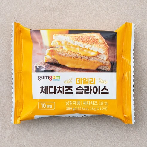 [ㅋㅍ]곰곰 데일리 체다치즈 슬라이스, 18g, 10개입, 1개( 3,180원, 23% 할인)
