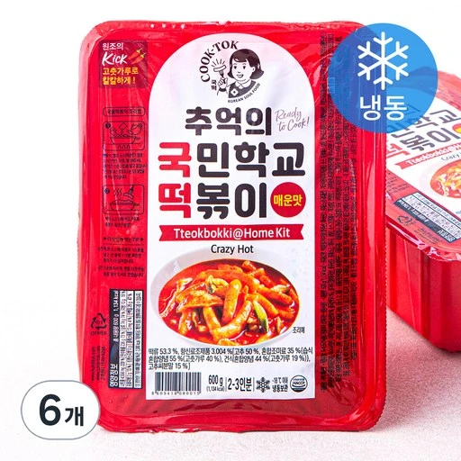 [ㅋㅍ]추억의국민학교떡볶이 매운맛 (냉동), 600g, 6개( 23,370원, 32% 할인)