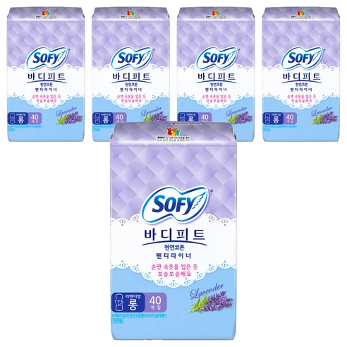 [ㅋㅍ]바디피트 코튼 팬티라이너 라벤더향, 롱, 40개입, 5개( 12,160원, 14% 할인)